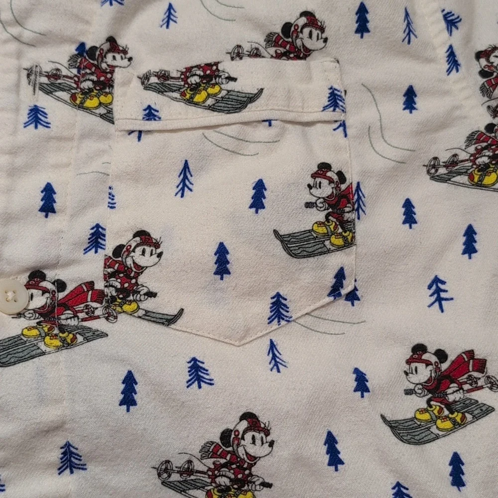Hanna Anderson Mickey Mouse Holiday Pajama 100% Cotton Flannel Set Size XXS - Picture 5 of 14